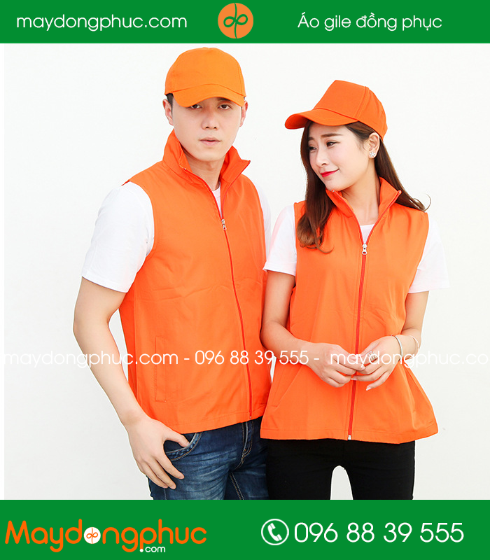 Mẫu áo gile công nhân màu Cam
